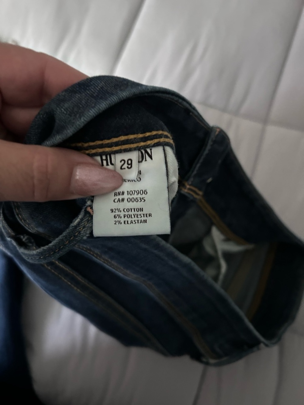 Hudson Jeans Women's Boot Cut Dark Blue Denim with Gold Stitching